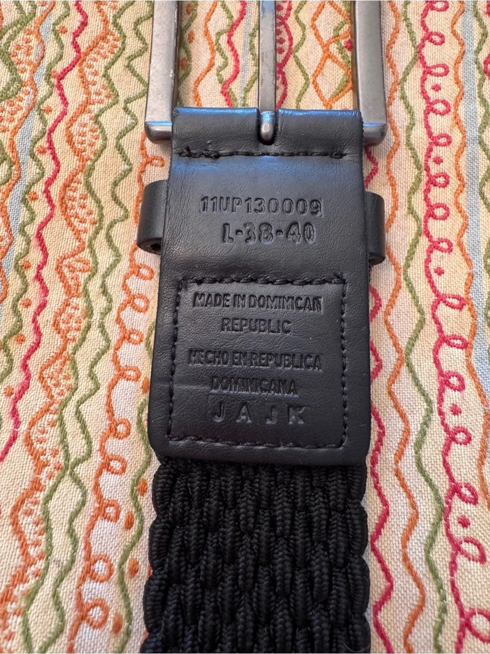 Mens Black Braided Elastic Stretch Belt L 38-40 Dominican Republic possibly Izod